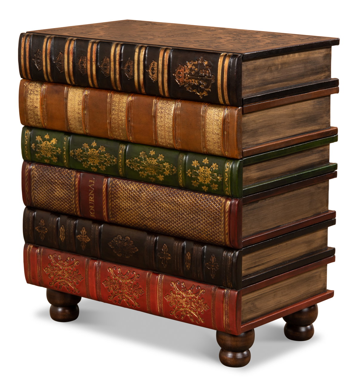Florentine Books Chairside Chest, by Sarreid, 1' length x 1'8" width x 1'10" height View 1