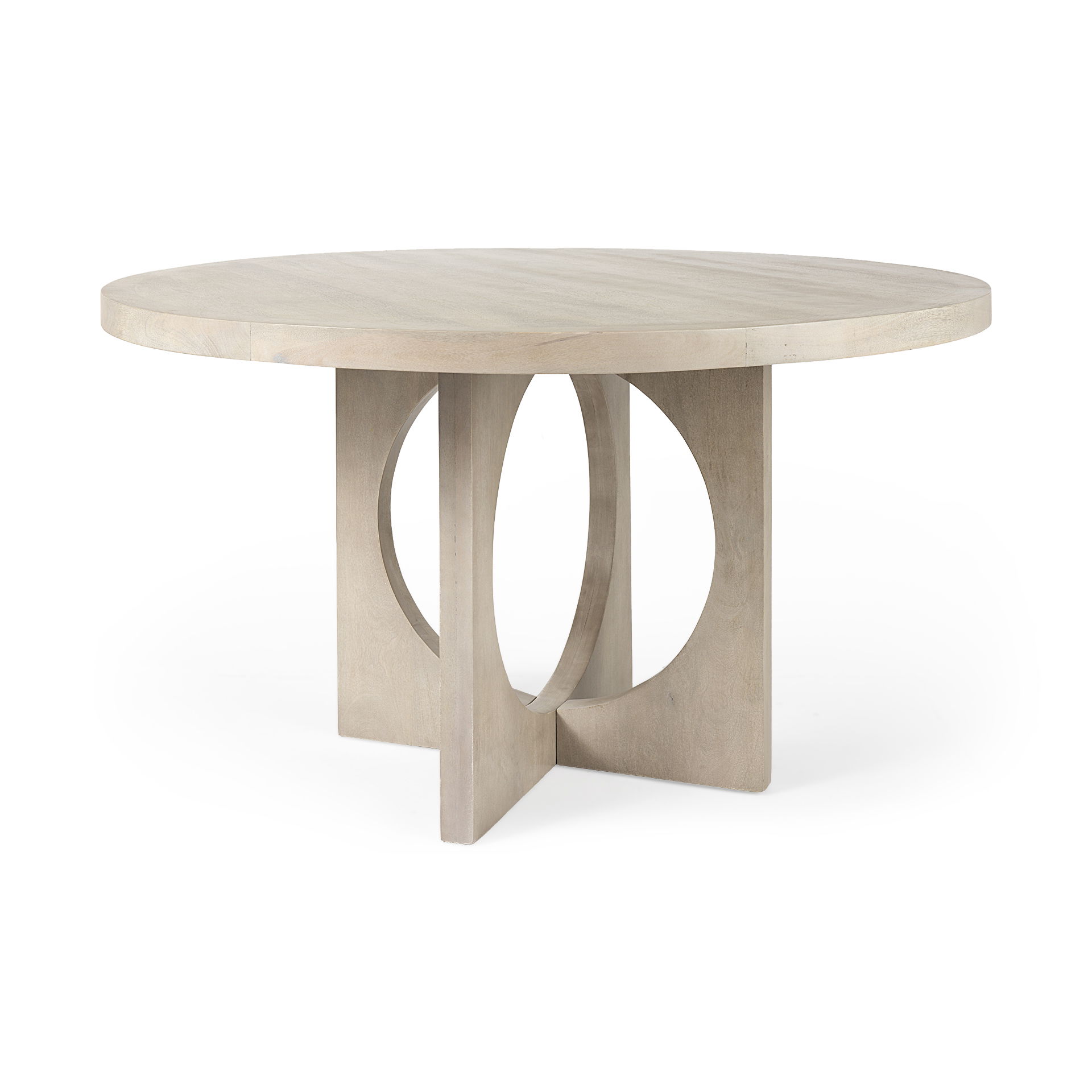 Liesl 54.L x 54.0W x 30.0H Barely Gray Finished Wood with Circular Top Dining Table, by Mercana, 54" length x 54" width x 30" height View 1