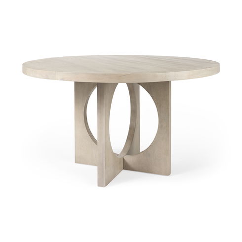 Liesl 54.L x 54.0W x 30.0H Barely Gray Finished Wood with Circular Top Dining Table