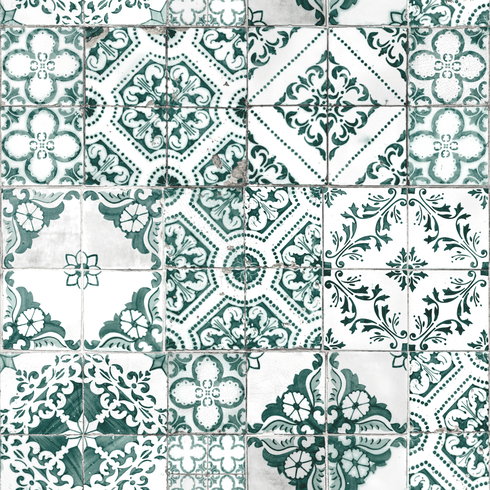 Mediterranean Tile Teal Peel & Stick Wallpaper