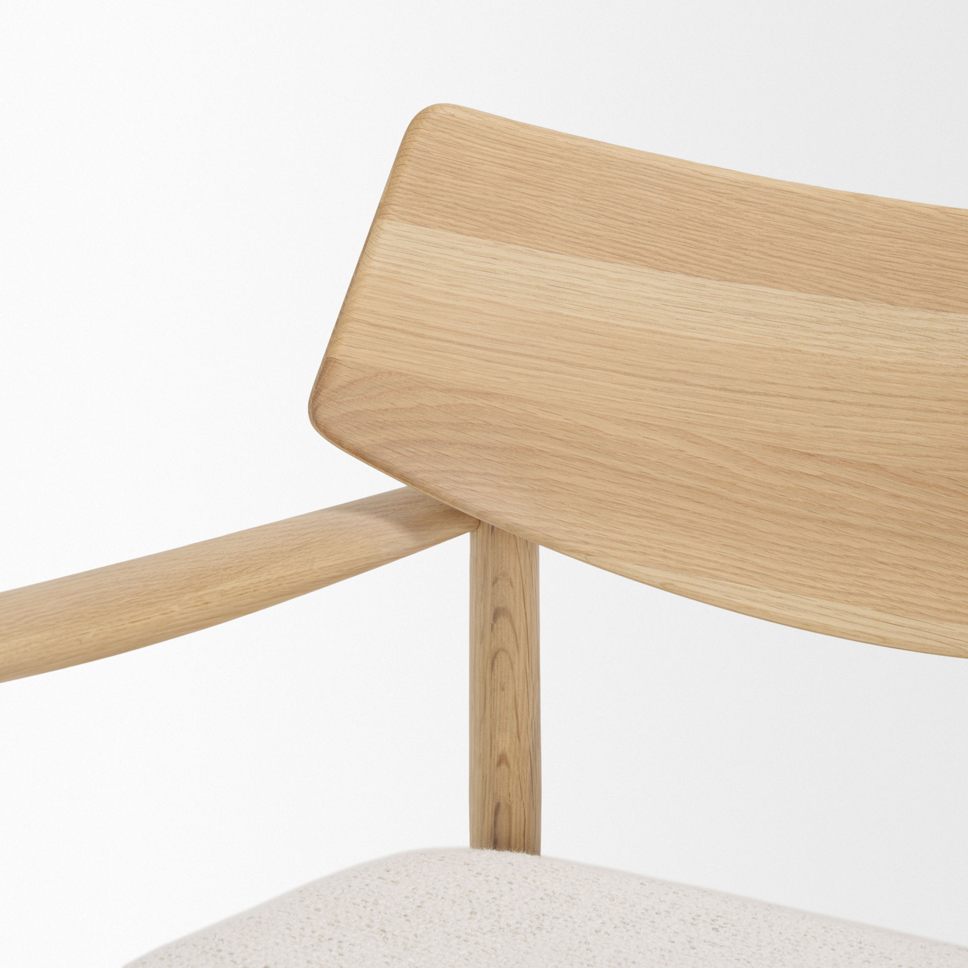 Haggen Light Brown Oak Wood with Cream Fabric Accent Chair, by Mercana, 27.56" length x 26.77" width x 28.35" height View 9