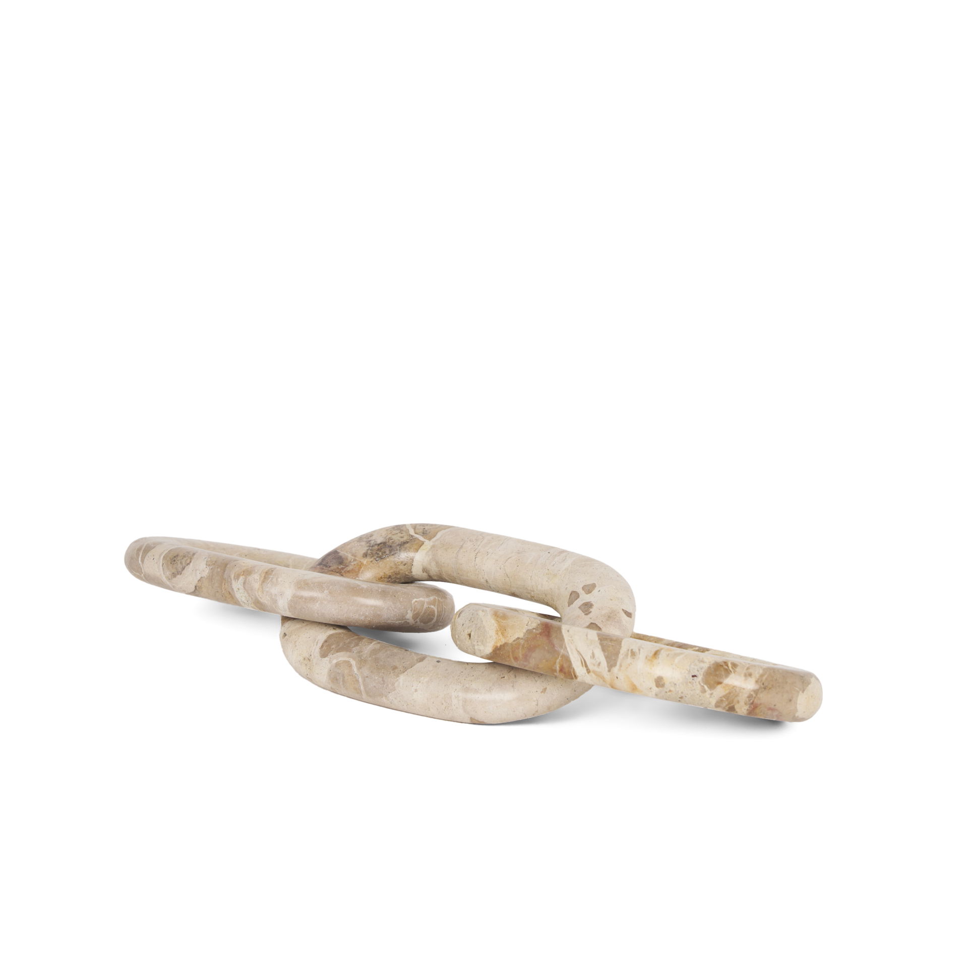 Reinir Beige Marble Chain Link Decorative Object, by Mercana, 13.25" length x 4.25" width x 1.06" height View 1