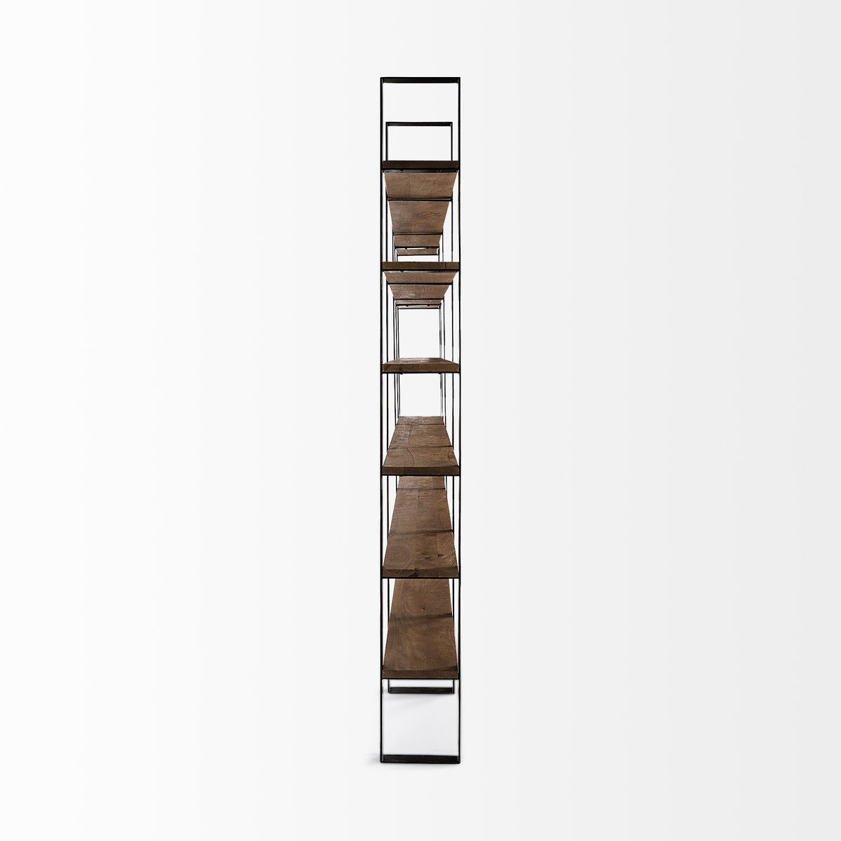 Taunton II 80L x 10.5W x 90H Dark Brown Wood And Black Iron Six Shelving Unit, Shelving & Bookcase by Mercana, 80" length x 10.5" width x 90" height View 5