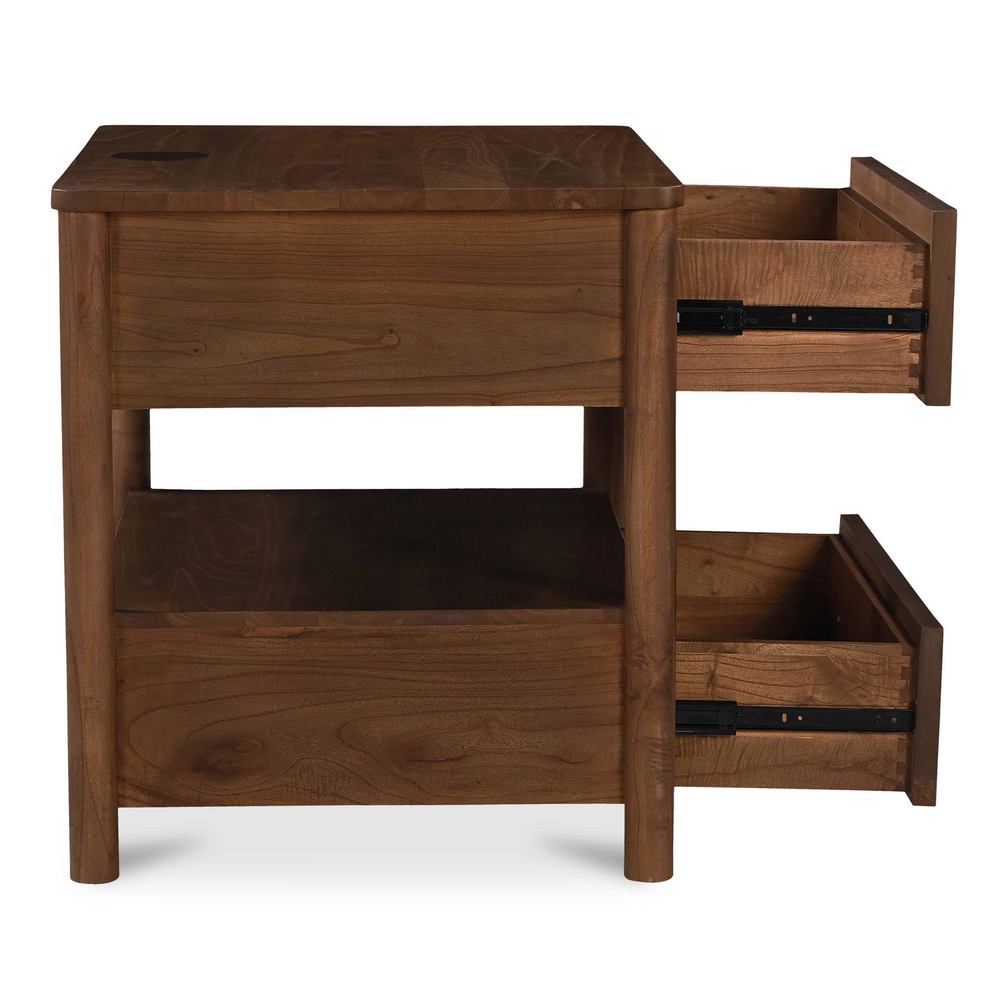 Lottie Charging Nightstand Brown, by Moe's Home, 28.5" width x 27.75" height x 24.5" depth View 3