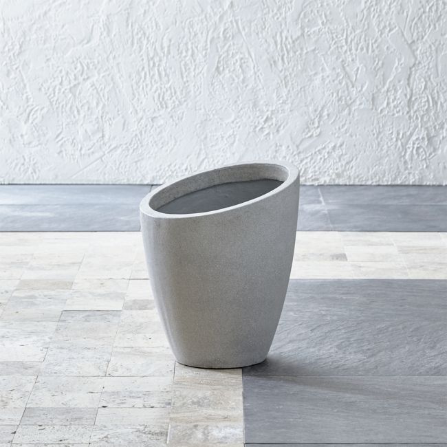 Online Designer Patio Slant Light Grey Short Indoor/Outdoor Planter