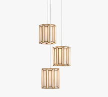 Online Designer Other Knox 3-Light Glass Pendant, Antique Brass