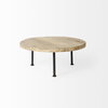 Cedric 15L x 15W x 4.5H Round Light Brown Wood with Black Metal Legs Decorative Display Stand, Decorative Tray by Mercana, 15" length x 15" width x 4.5" height thumbnail 4
