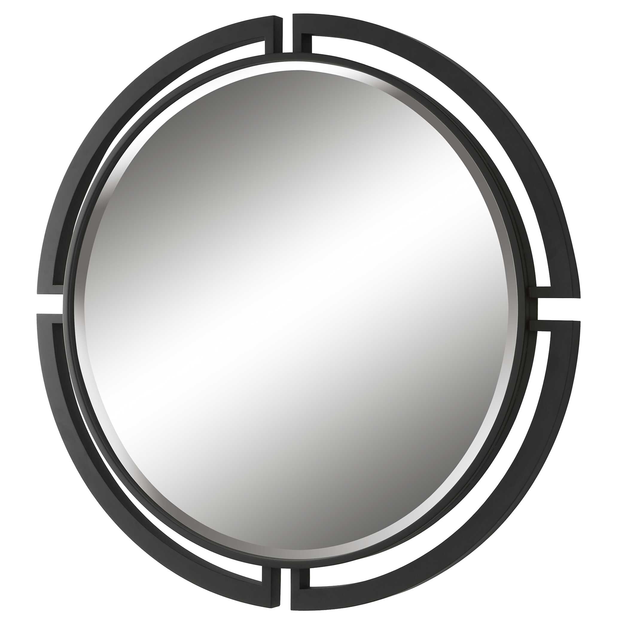 Quadrant Modern Round Mirror, by Uttermost, 45.62" width x 45.62" height x 1.75" depth View 5