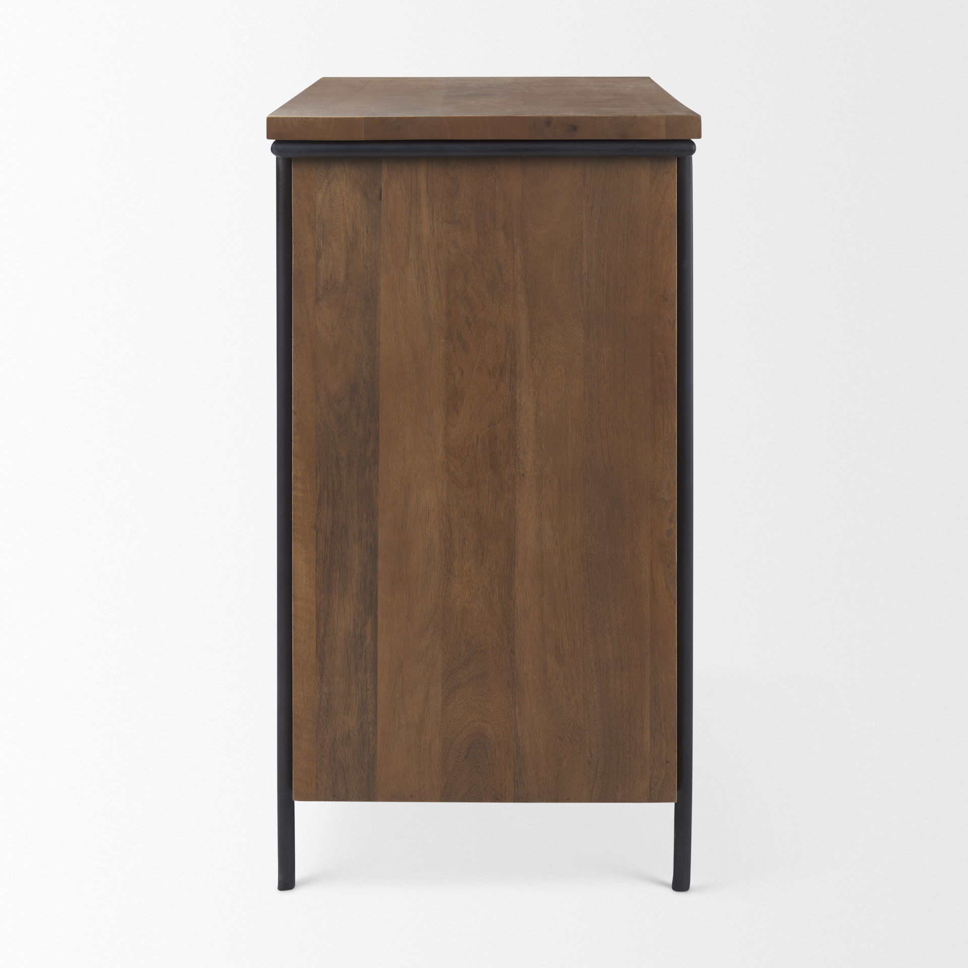 Maddox  40.0L x 18.5W x 32.75H Brown Solid Wood Black Metal 2 Door Accent Cabinet large image 