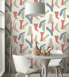 Modernist Coral & Blue Peel & Stick Wallpaper thumbnail 2