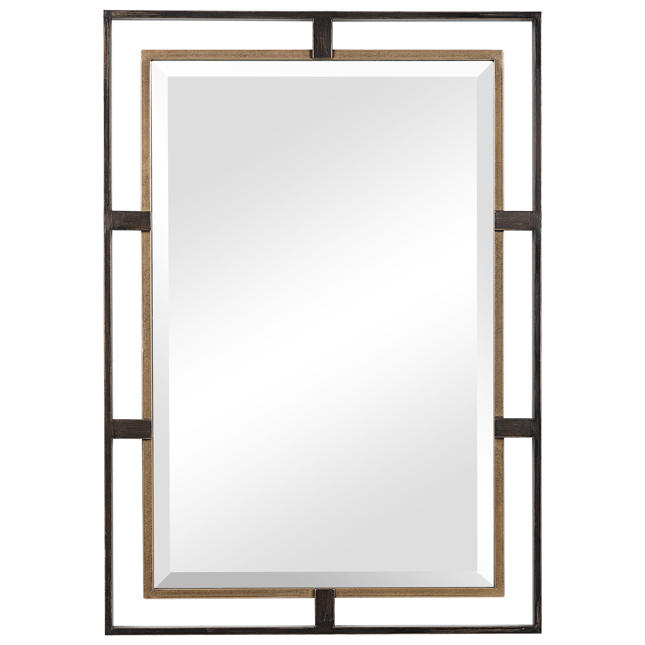 Carrizo Gold & Bronze Rectangle Mirror, by Uttermost, 22" width x 32" height x 1.25" depth View 1
