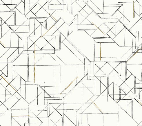 Prism Schematics Black & Gold Peel & Stick Wallpaper