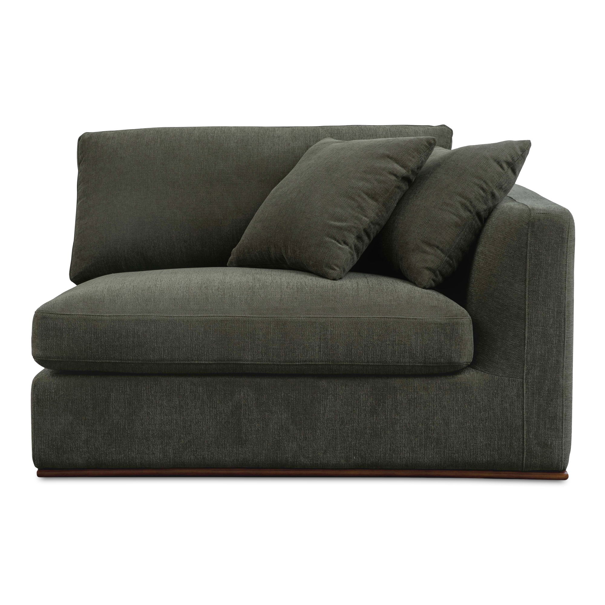Rue Right Arm Facing Chair Deep Green, Sectional Sofa by Moe's Home, 47.6" width x 23.6" height x 41" depth View 1