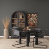 Berbick Open Back Dining Side Chair | Black Leather with Iron, Dining Chair by Mercana, 20.5" length x 24" width x 33" height thumbnail 3