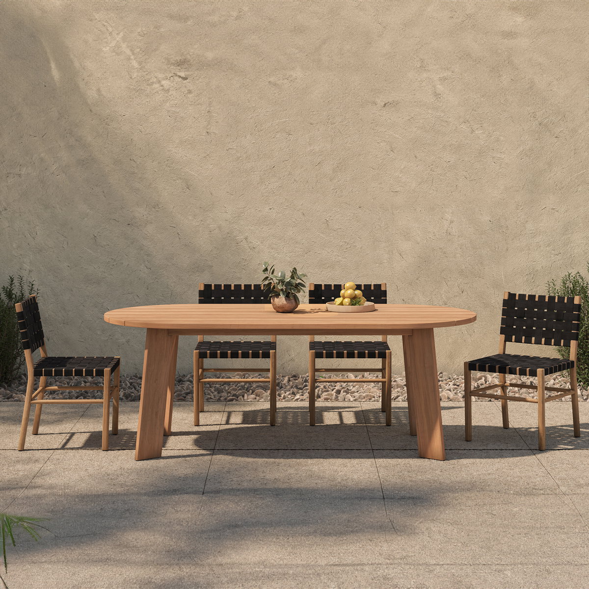 Delta Oval Outdoor Dining Table Natural, Outdoor Table by Moe's Home, 7' width x 2'6" height x 3'3.5" depth View 9