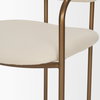 Parker Curved Back Dining Arm Chair | Cream Fabric with Gold Metal, Dining Chair by Mercana, 21.5" length x 21.1" width x 29" height thumbnail 12