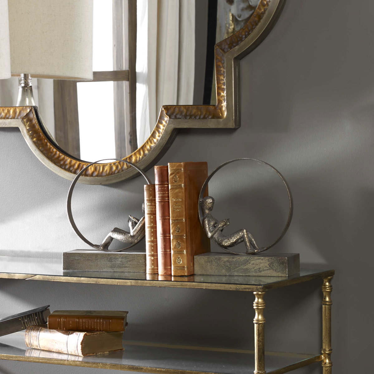 Lounging Reader Antique Bookends Set/2, by Uttermost, 8" width x 9.75" height x 4" depth View 5