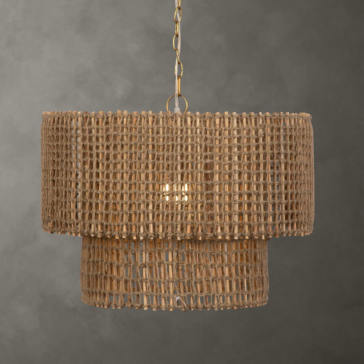 Biswas Woven Jute 1 Light Pendant, Ceiling Light by Uttermost, 24" width x 18.75" height x 24" diameter x 24" depth View 1