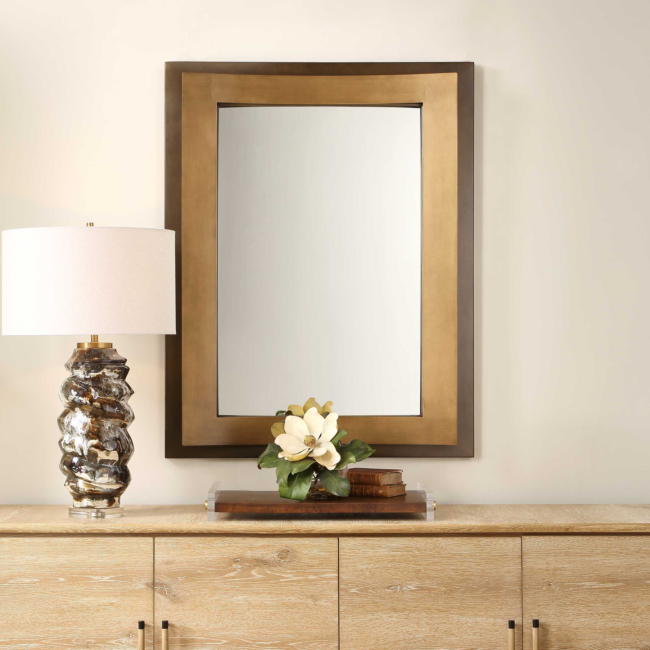 Around The Bend Golden Bronze Mirror, by Uttermost, 35.37" width x 44.87" height x 3.75" depth View 2
