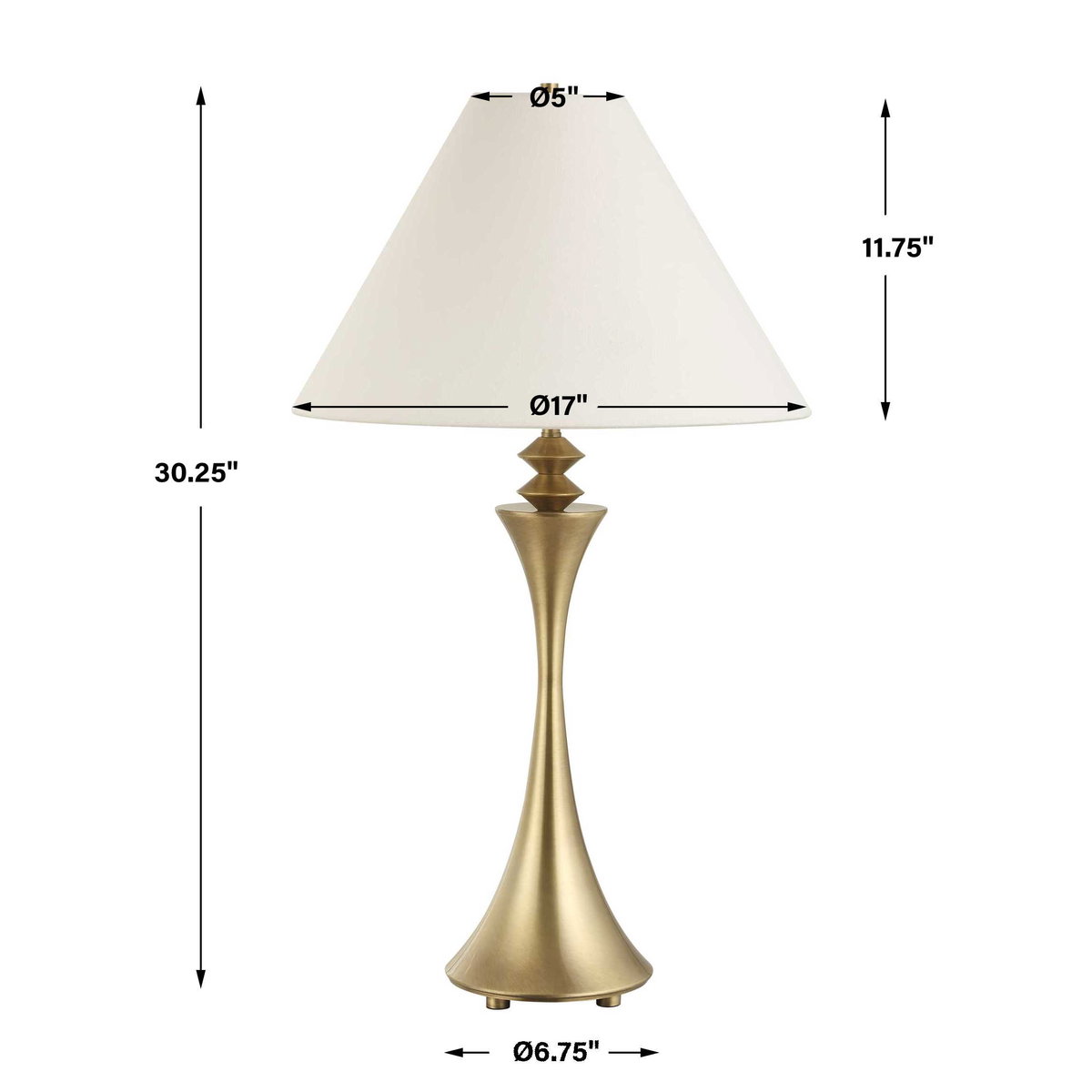 Shaefer Gold Table Lamp, by Uttermost, 17" width x 30.25" height x 17" depth View 3