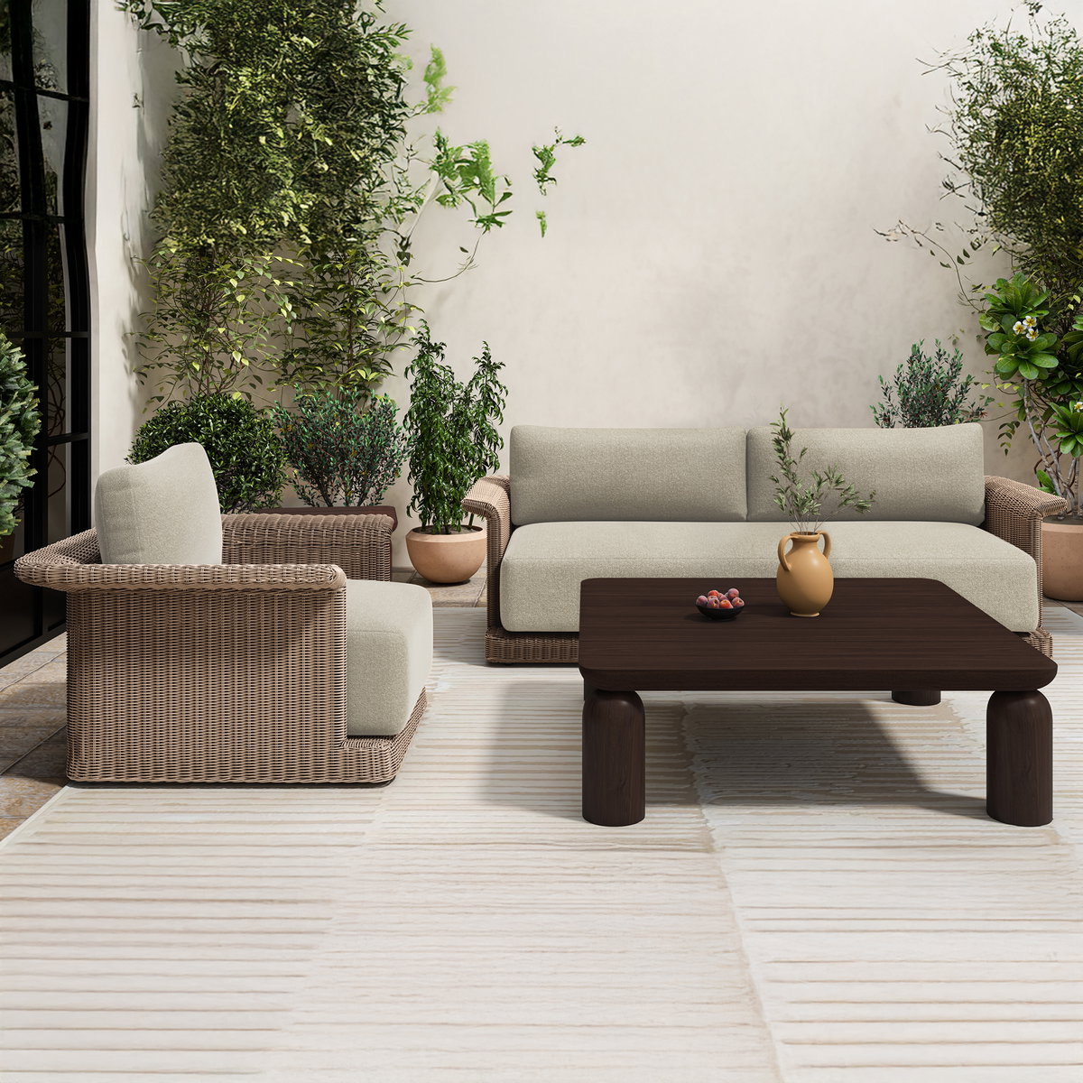 Meredith Outdoor Sofa Beige, Sofas & Sectional by Moe's Home, 90.55" width x 30" height x 38.43" depth View 7