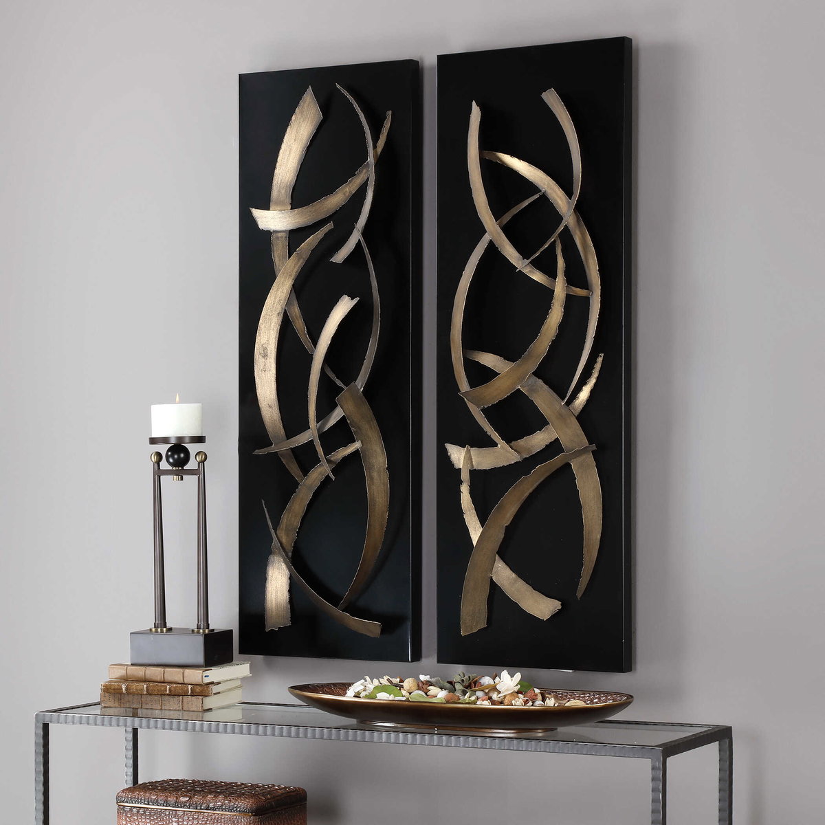 Brushstrokes Metal Wall Art Set/2, by Uttermost, 15.75" width x 46.75" height x 4" depth View 4
