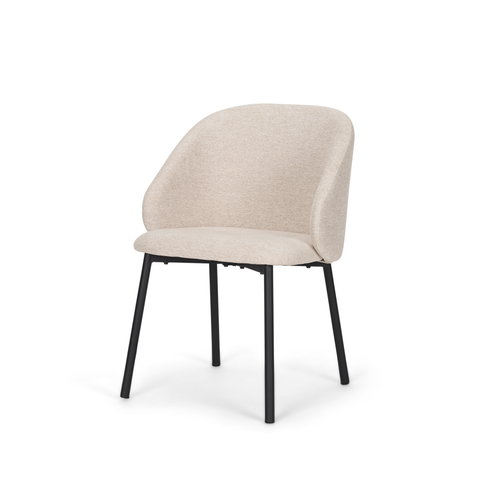 Shannon Contoured Back Dining Side Chair | Oatmeal Fabric with Metal