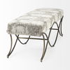 Ayla 55L x 17.6W x 18H Light and Dark Gray Fabric Seat with Antique Gold Metal Frame Bench, Benche by Mercana, 55" length x 17.6" width x 18" height thumbnail 6