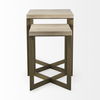 Faye (Set of 2) 19L x 19W x 26H Beige Finished Wood with Gold Metal Base Accent Tables, Side & End Table by Mercana, 19" length x 19" width x 26" height thumbnail 6