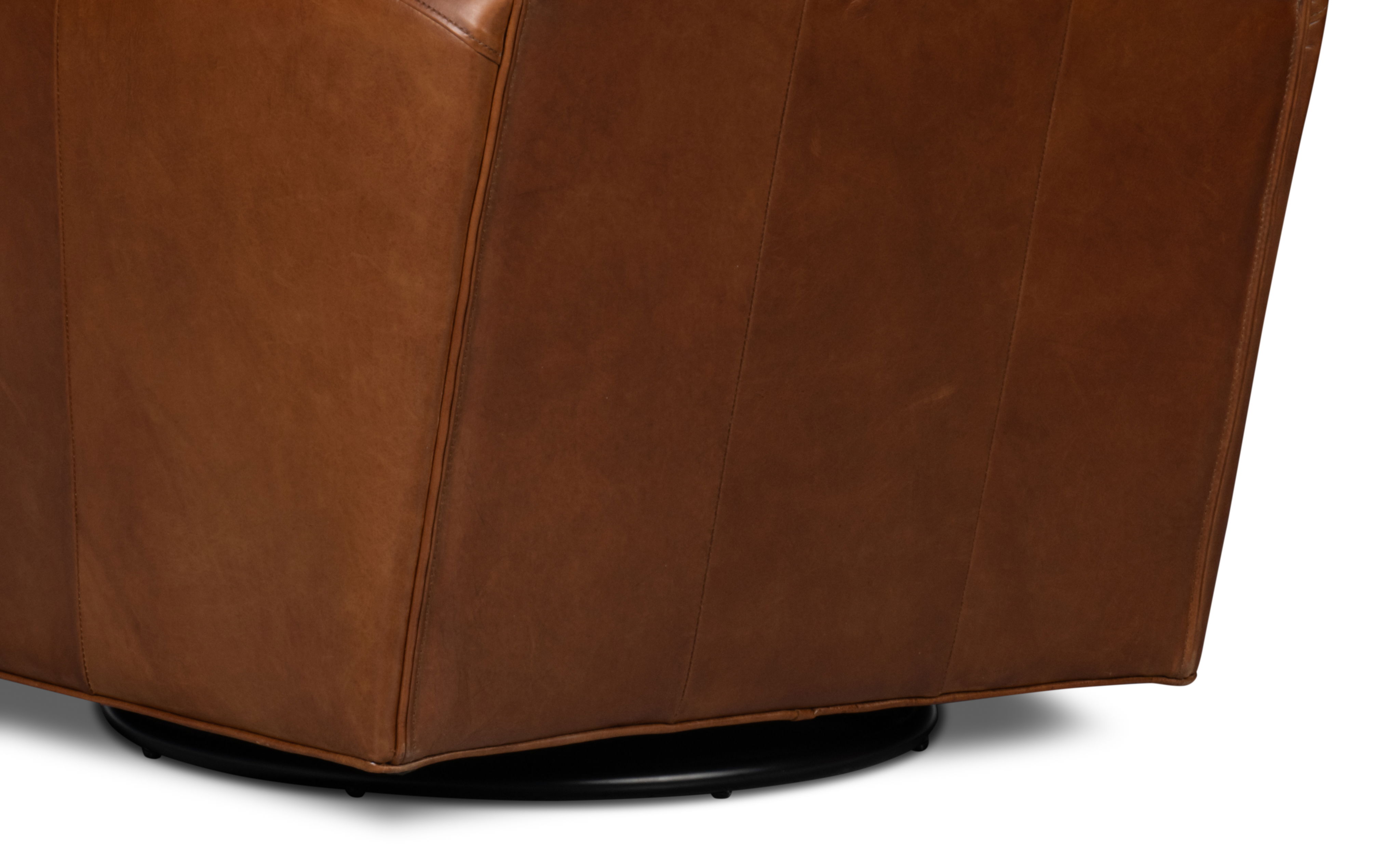 Taft Leather Swivel Chair, Havana Brown large image 