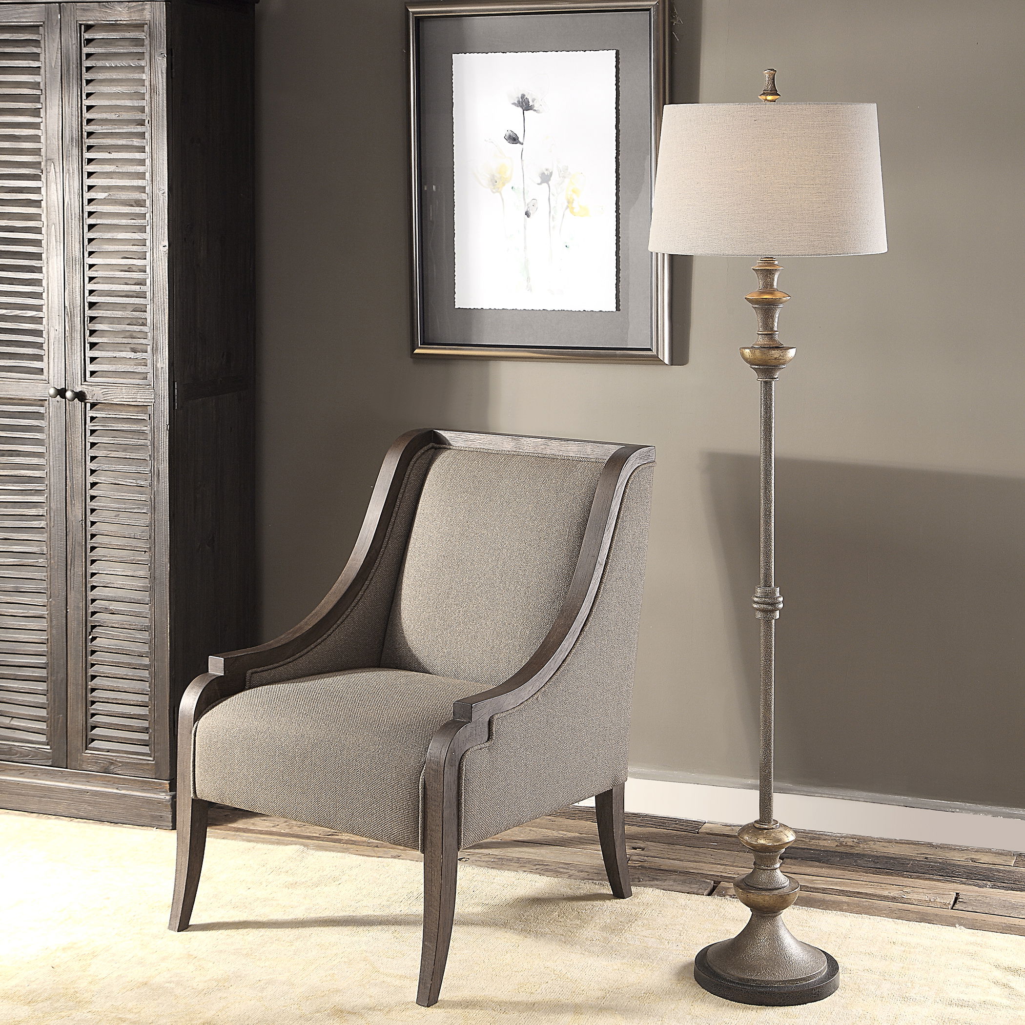 Vetralla Silver Bronze Floor Lamp large image 