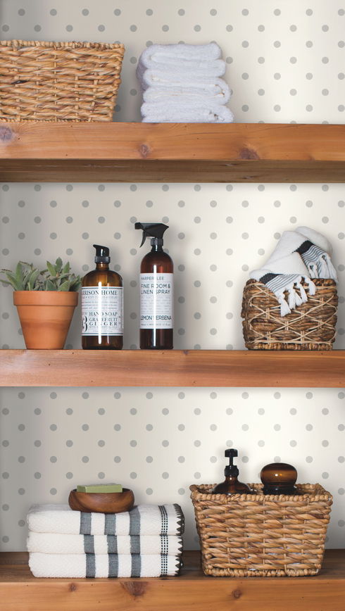 Dots on Dots Grey & White Wallpaper