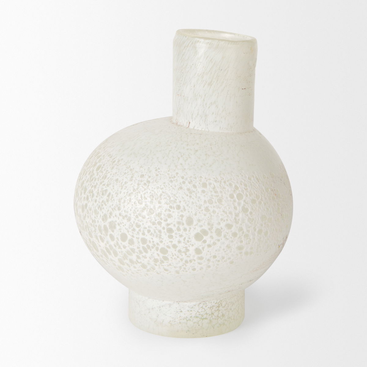 Heket Short White Glass Vase, by Mercana, 6.89" length x 6.89" width x 8.86" height View 3