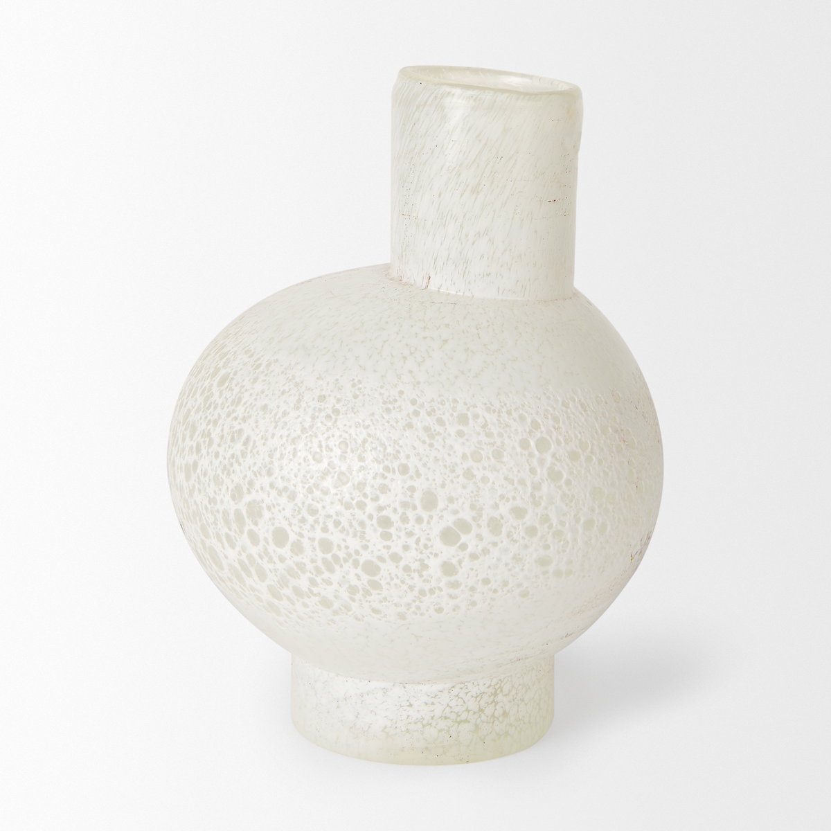 Heket Short White Glass Vase, by Mercana, 6.89" length x 6.89" width x 8.86" height View 3