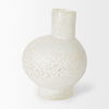 Heket Short White Glass Vase, by Mercana, 6.89" length x 6.89" width x 8.86" height thumbnail 3