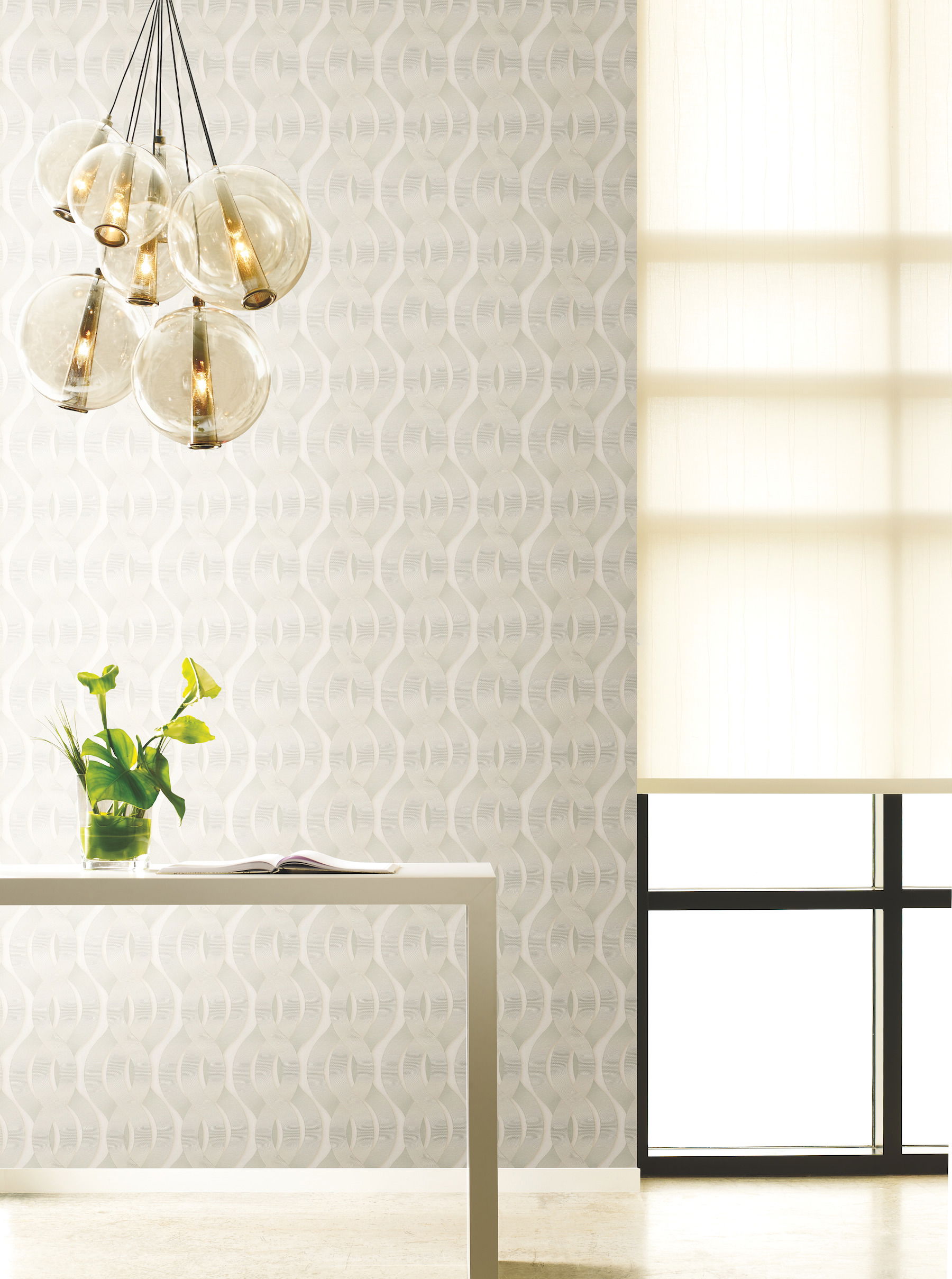 Nexus White & Cream Metallic Wallpaper, by York Wall, 34'6" length x 2'3.56" width x 0.02" depth View 3