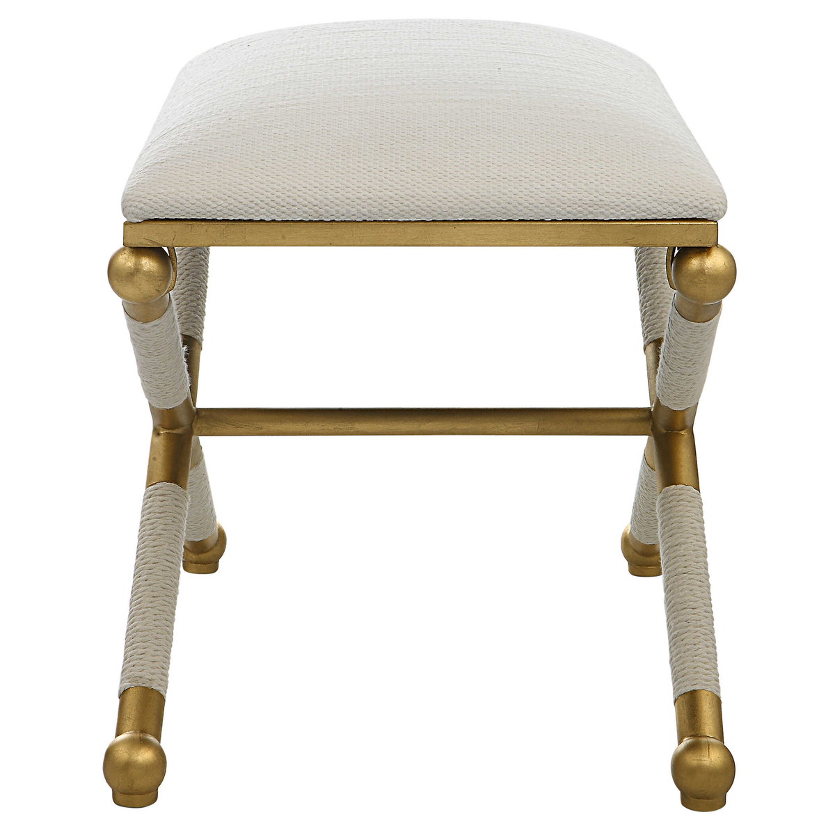 Socialite White Small Bench, Benche by Uttermost, 24" width x 20.25" height x 17" depth View 5