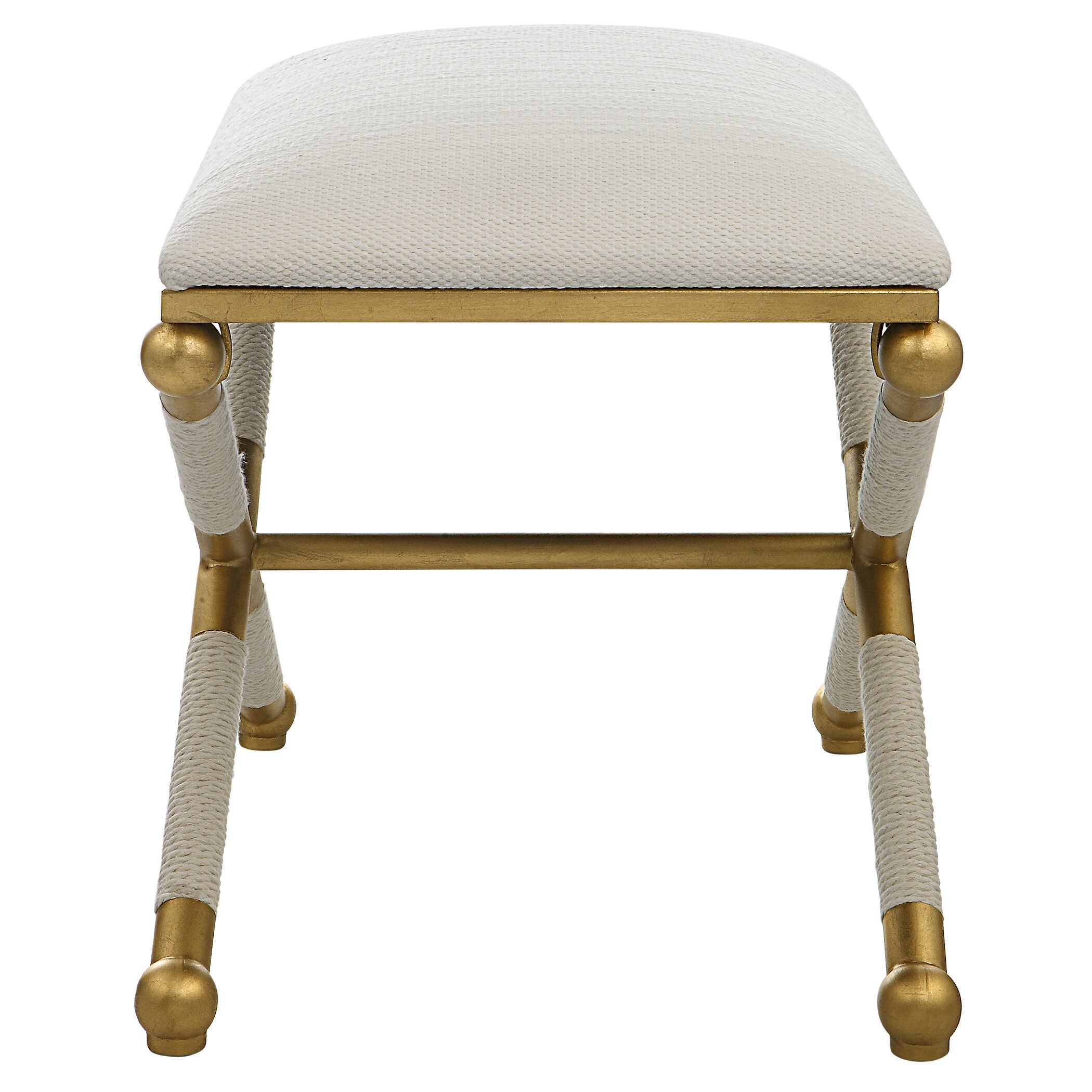 Socialite White Small Bench, Furniture by Uttermost, 24" width x 20.25" height x 17" depth View 5