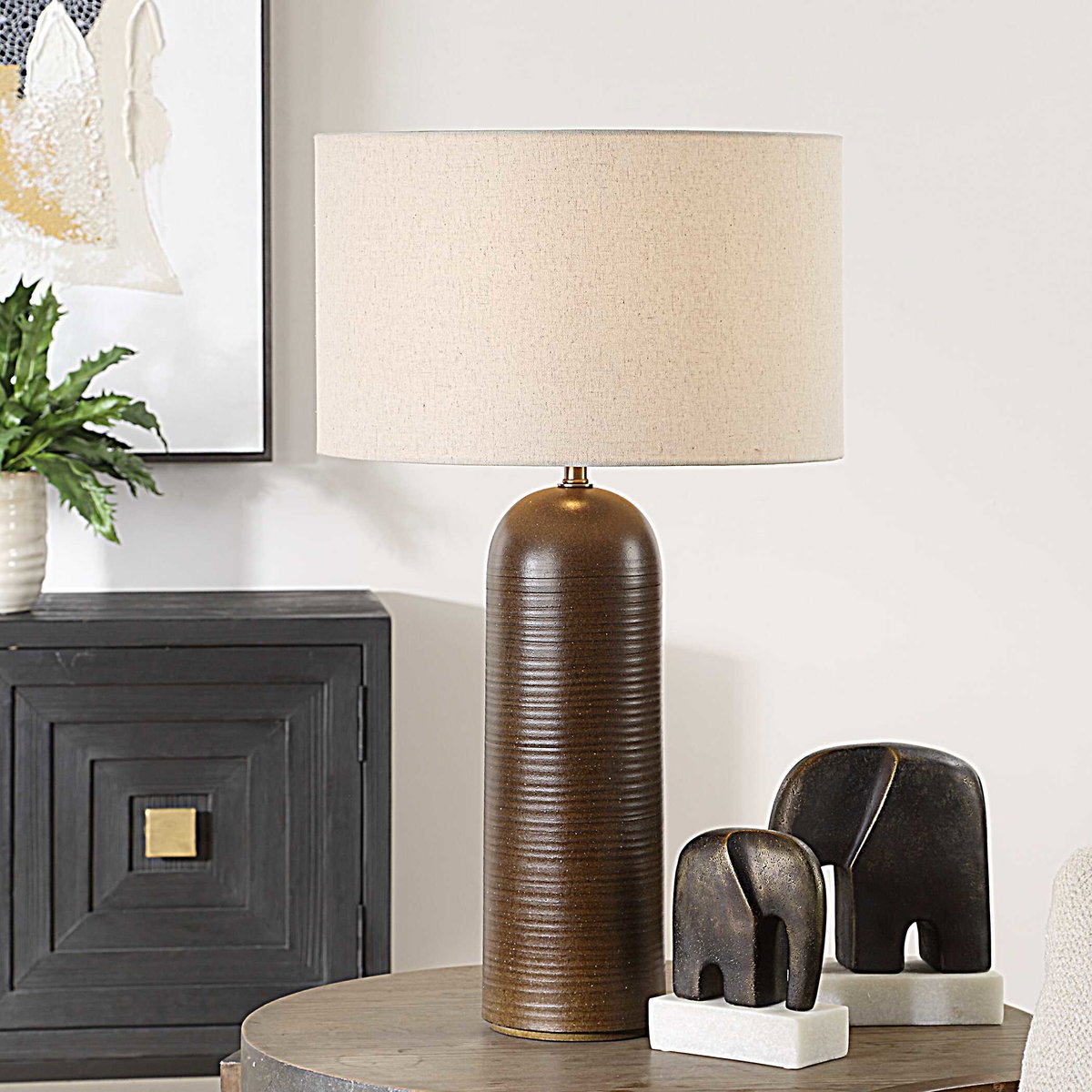 Trexler Brown Table Lamp, by Uttermost, 17" width x 29.5" height x 17" depth View 2