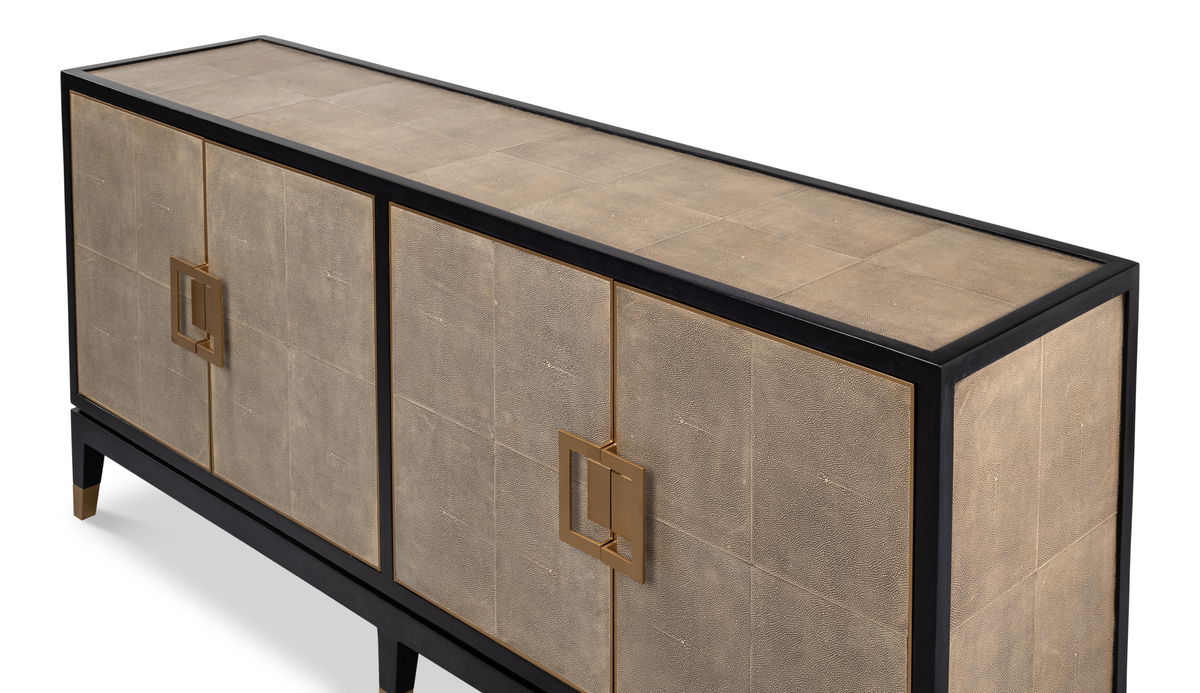 Beto Four Door Sideboard, by Sarreid, 1'6" length x 6'4" width x 2'10" height View 10