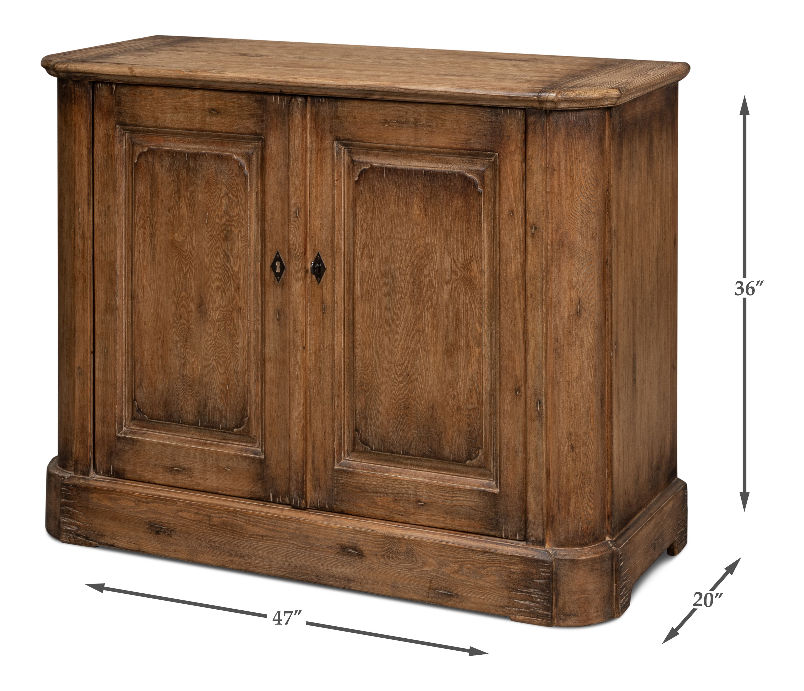 Stephano Two Door Sideboard, Brown, Cabinets & Sideboard by Sarreid, 47" length x 20" width x 36" height View 13