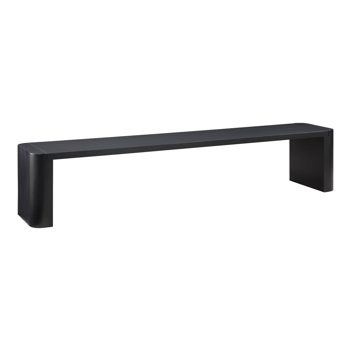 Post Large Dining Bench Black, Benche by Moe's Home, 82" width x 17" height x 16" depth View 2