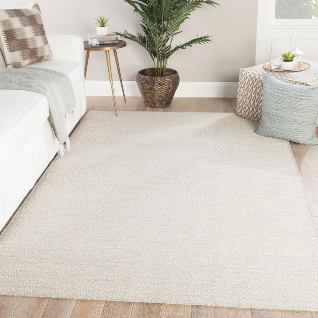 Hampshire Geometric Hand-Woven Wool Beige/Ivory Area Rug large image 
