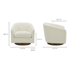 Oscy Swivel Chair Faux Shearling White, Accent Chair by Moe's Home, 31" width x 28" height x 31" depth thumbnail 14
