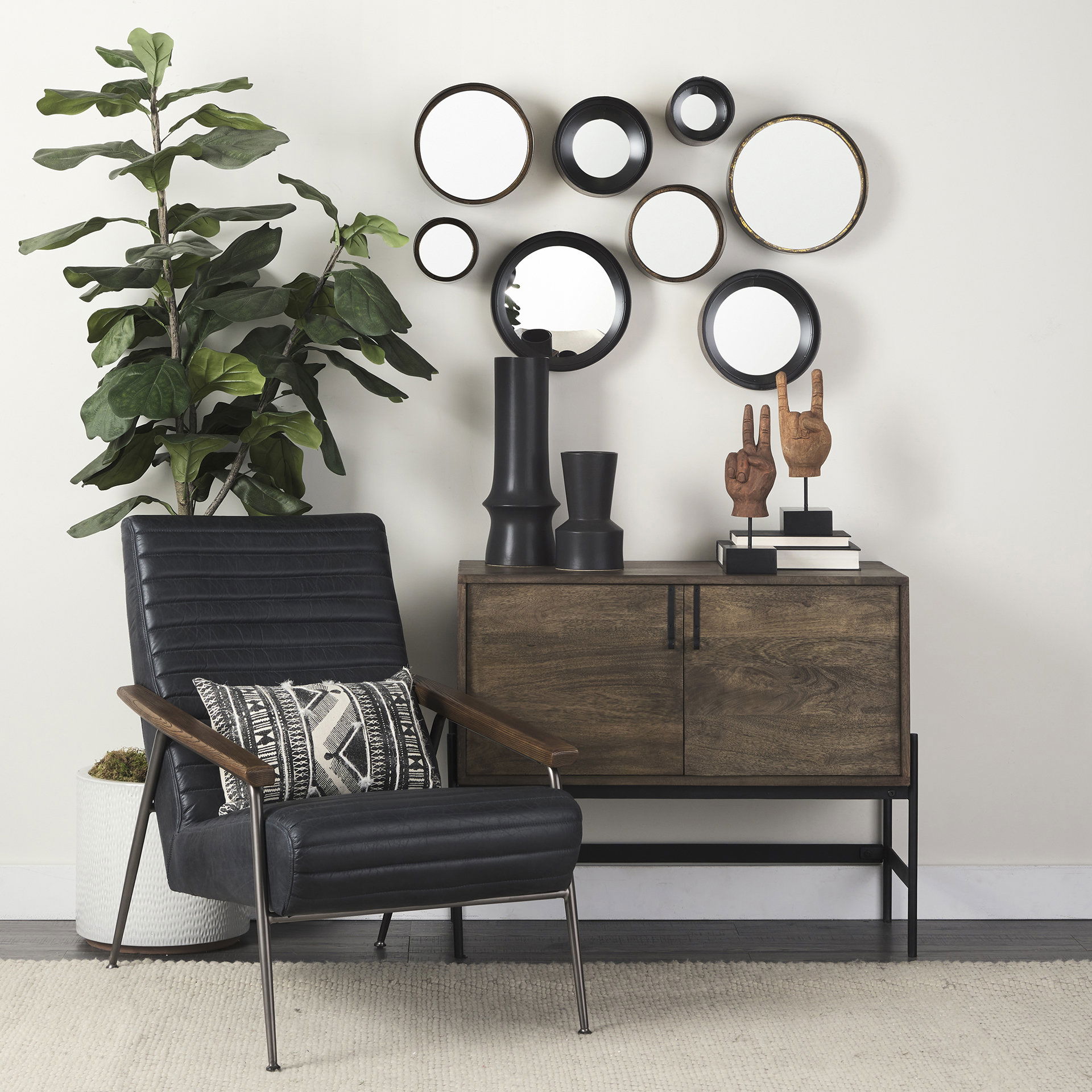 Pacem 4L x 4W Natural Wooden Carved Peace Sign Hand, Decorative Object by Mercana, 4" length x 3.94" width x 12.99" height View 2