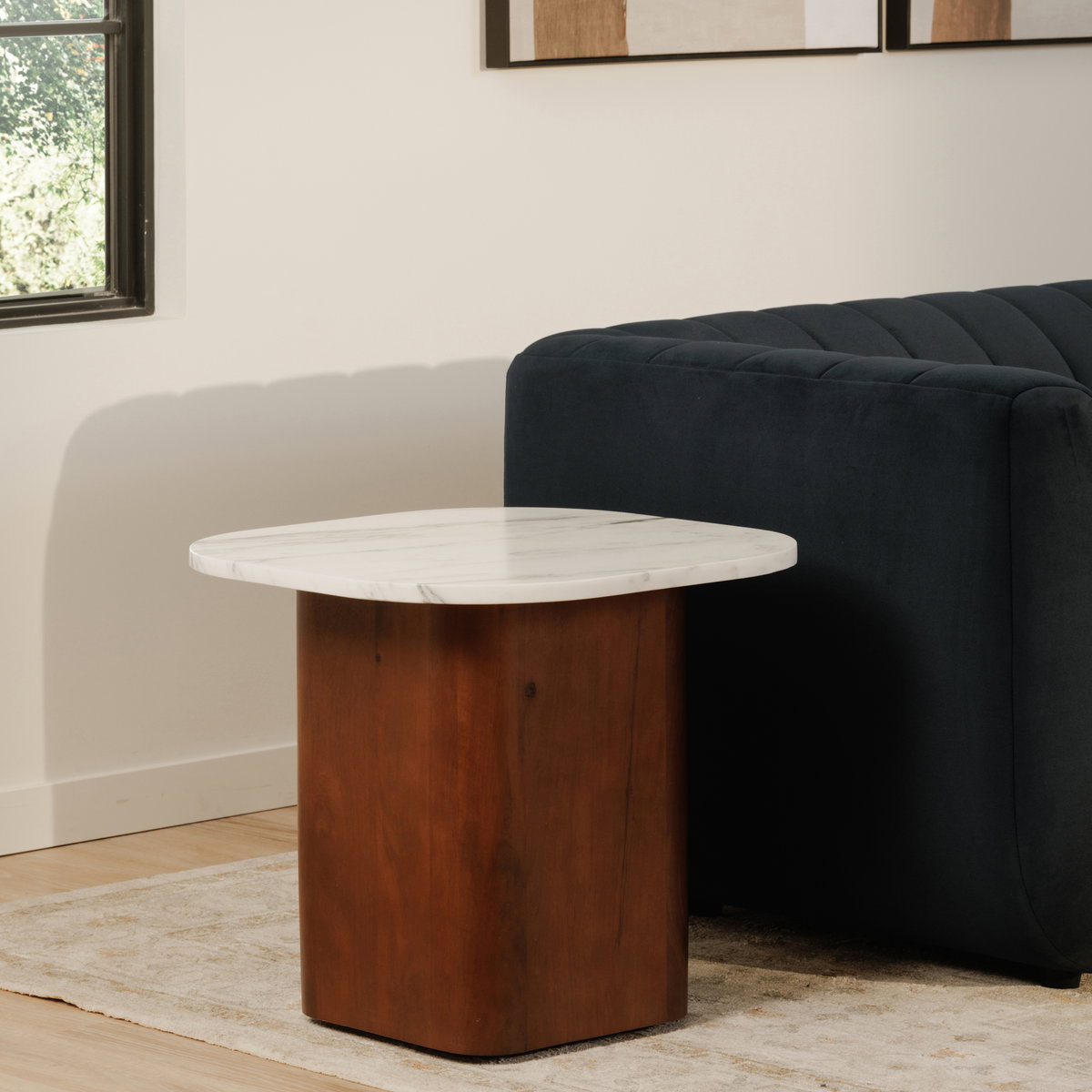 Dash Accent Table White Calacatta Marble, Side & End Table by Moe's Home, 24" width x 22" height x 24" depth View 11