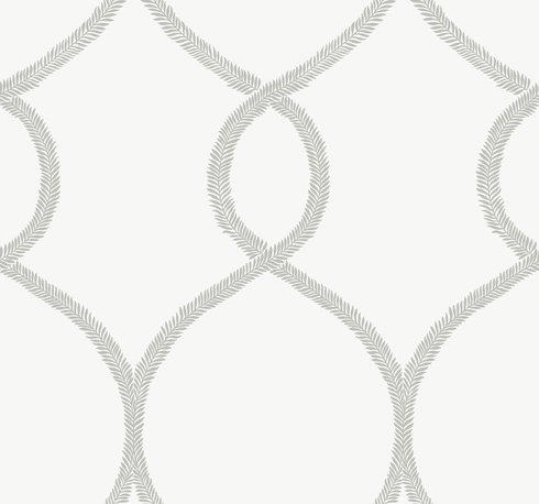 Laurel Leaf Ogee Grey Wallpaper