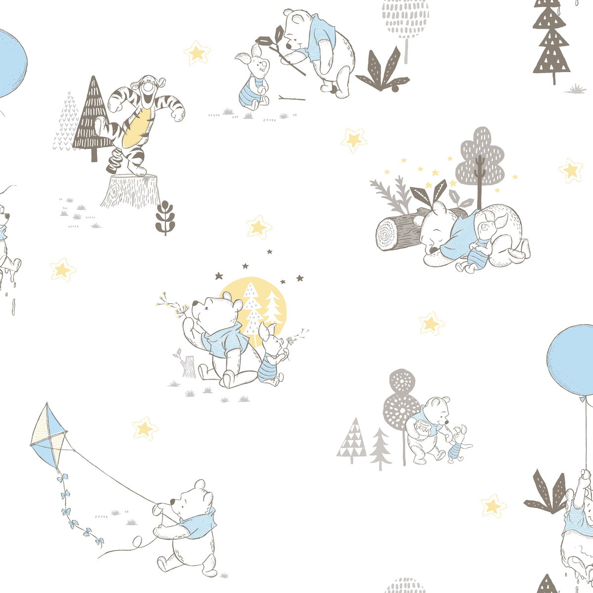 Disney Winnie the Pooh Playmates Yellow Wallpaper, by York Wall, 33' length x 1'8.5" width x 0.02" depth