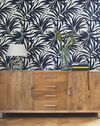 Bali Leaves Blue Peel & Stick Wallpaper thumbnail 1