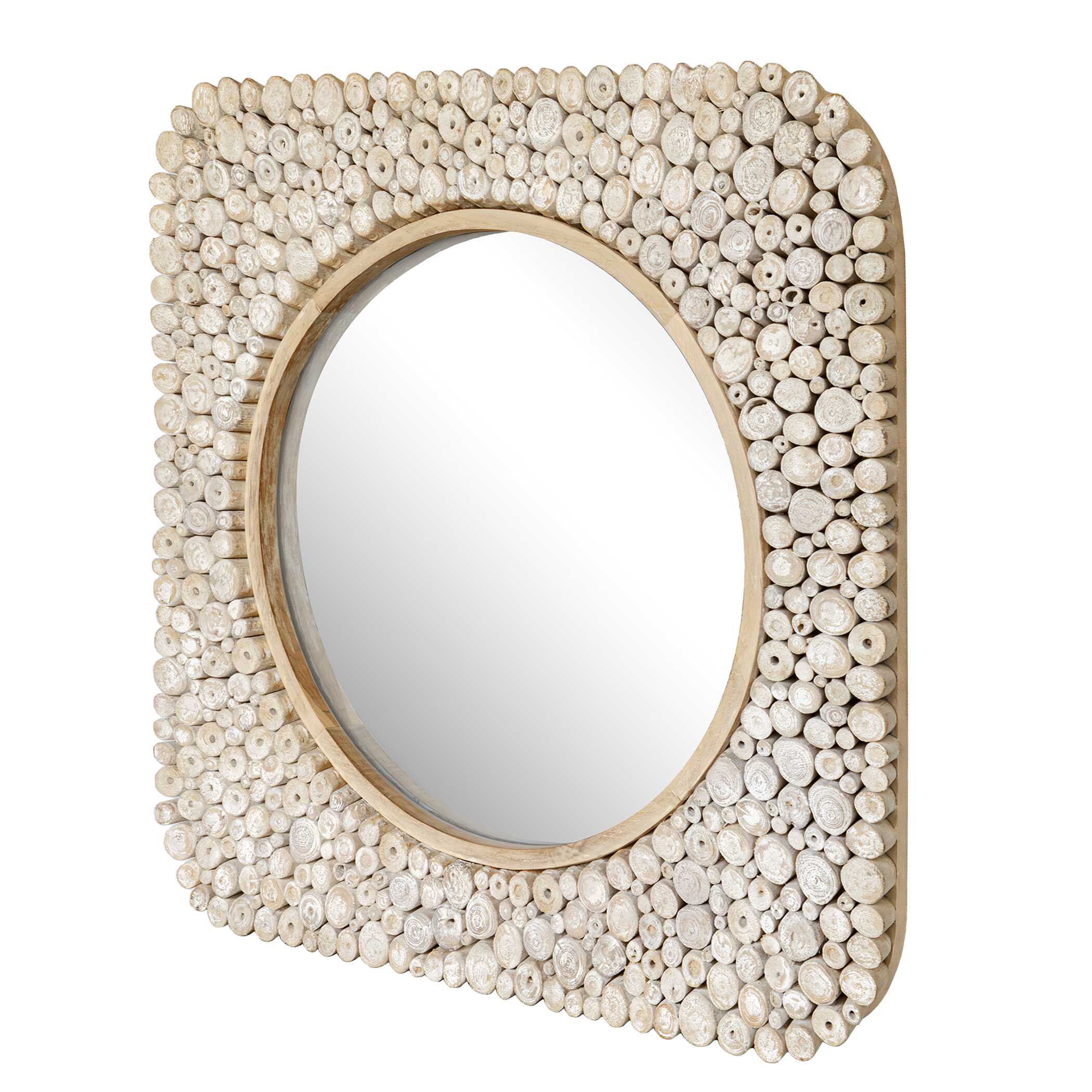 Merak Teak Mosaic Mirror, by Uttermost, 36.25" width x 36.25" height x 1.75" depth View 2